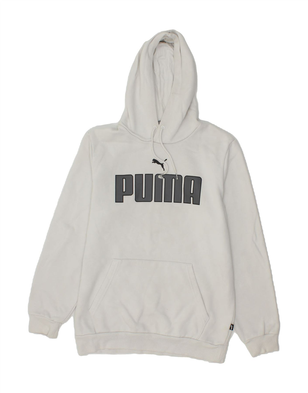 PUMA Mens Graphic Hoodie Jumper Small White Cotton Vintage Puma and Second-Hand Puma from Messina Hembry 