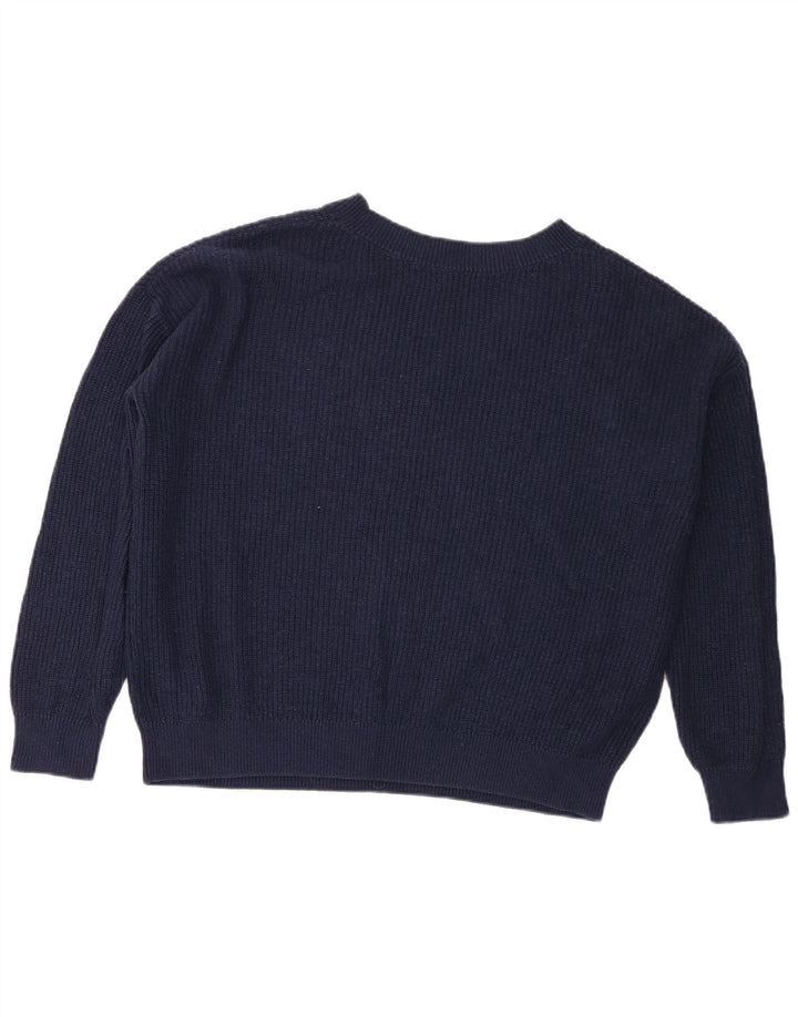 Suéter feminino Marks & Spencer com decote em V Reino Unido 14 médio azul marinho