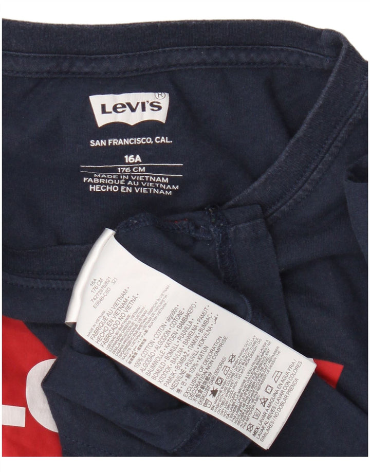 Top gráfico Levi's Boys manga comprida 15-16 anos azul marinho algodão