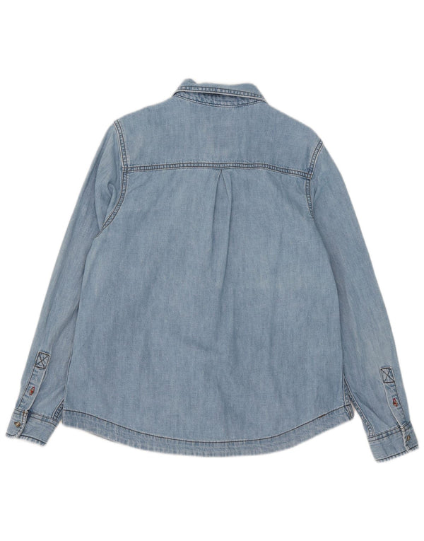 Camisa jeans feminina Crew Clothing UK 14 grande algodão azul