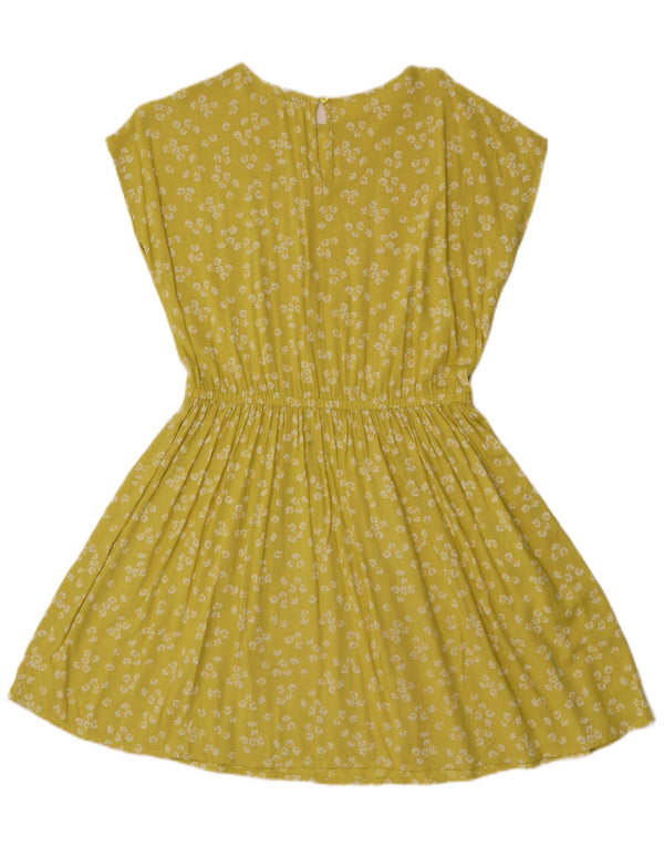 Vestido feminino Benetton A-Line UK 14 Médio Amarelo Floral