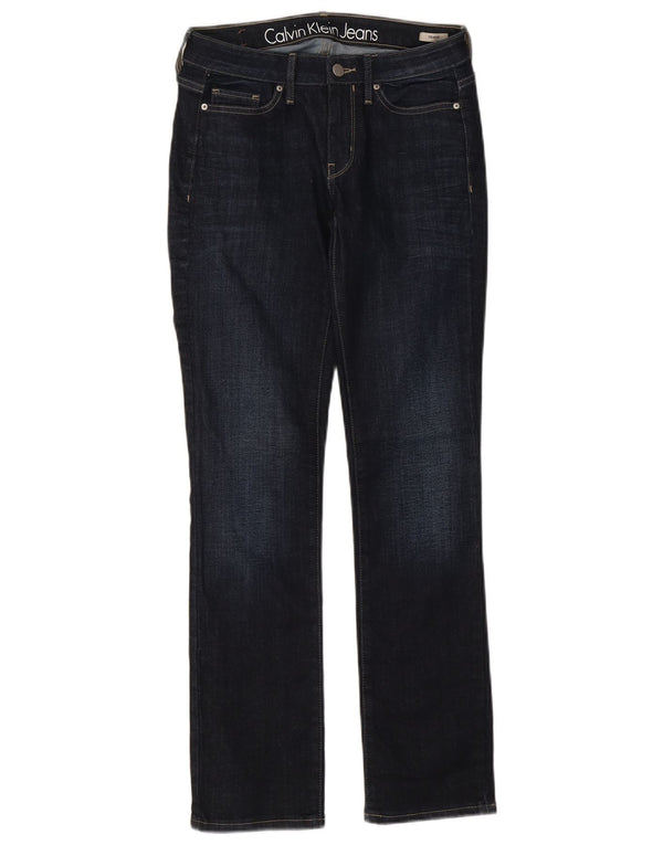 Calça jeans reta feminina Calvin Klein W25 L30 algodão azul marinho