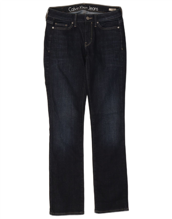 Calça jeans reta feminina Calvin Klein W25 L30 algodão azul marinho