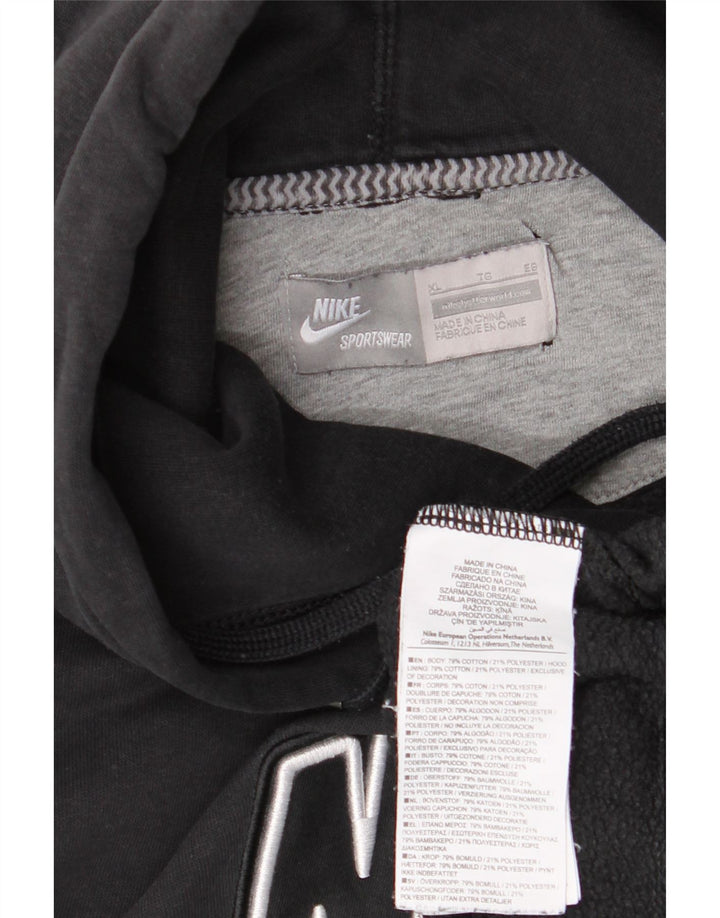 NIKE feminino gráfico oversized moletom com capuz UK 18 XL preto algodão