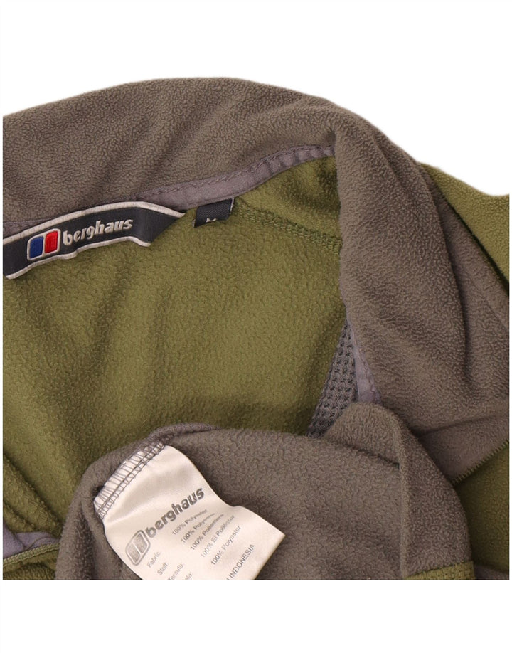 Berghaus Suéter masculino de lã com zíper e gola média cáqui poliéster colorblock