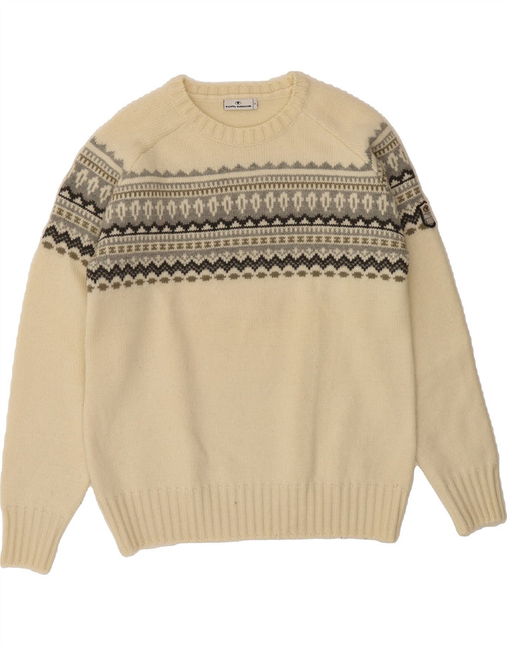 TOM TAILOR Mens Boat Neck Jumper Sweater Small Off White Fair Isle Vintage Tom Tailor and Second-Hand Tom Tailor from Messina Hembry 
