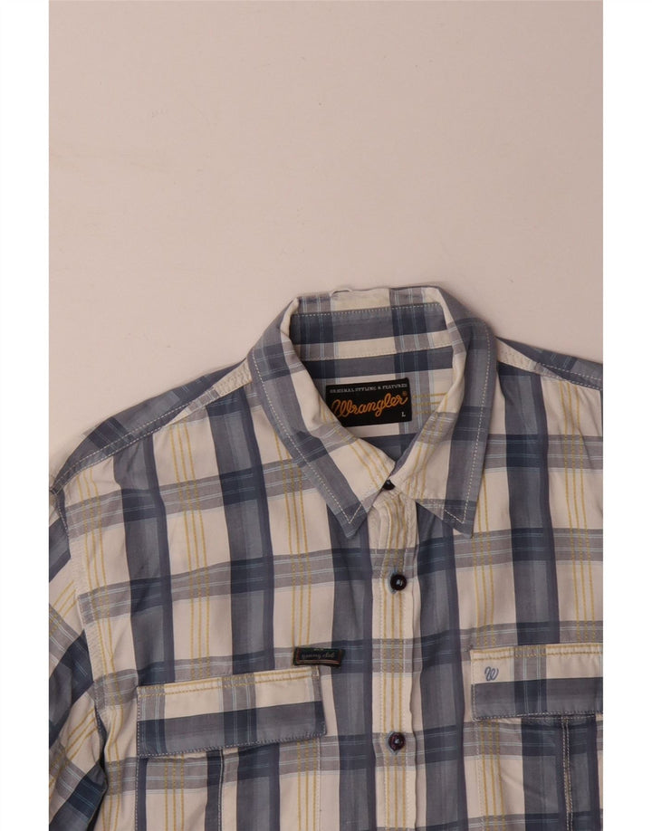 Camisa masculina WRANGLER grande algodão xadrez azul