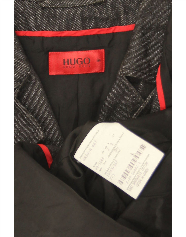 Sobretudo militar feminino Hugo Boss EU 36 pequeno algodão cinza