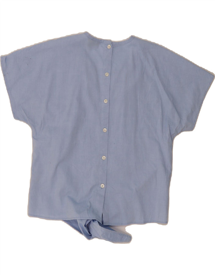J. CREW Womens Front Tie Blouse Top UK 14 Medium Blue Cotton Vintage J. Crew and Second-Hand J. Crew from Messina Hembry 