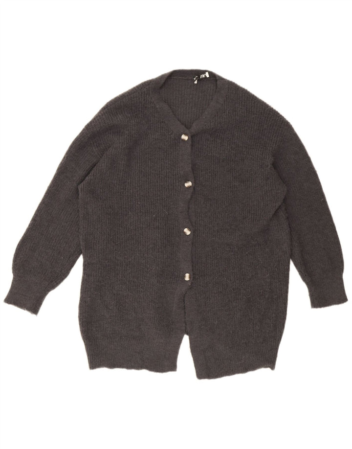 Suéter cardigã oversized Zara feminino com palangre Reino Unido 16 poliéster cinza grande