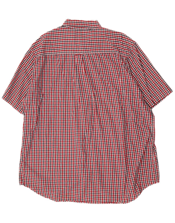 Camisa masculina alta de manga curta Chaps 2XL algodão vermelho guingão