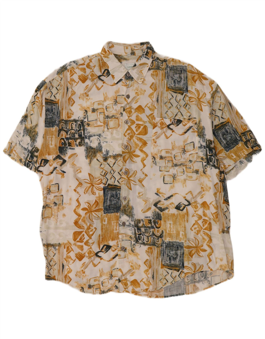 Canda Camisa masculina de manga curta grande multicolorida patchwork viscose