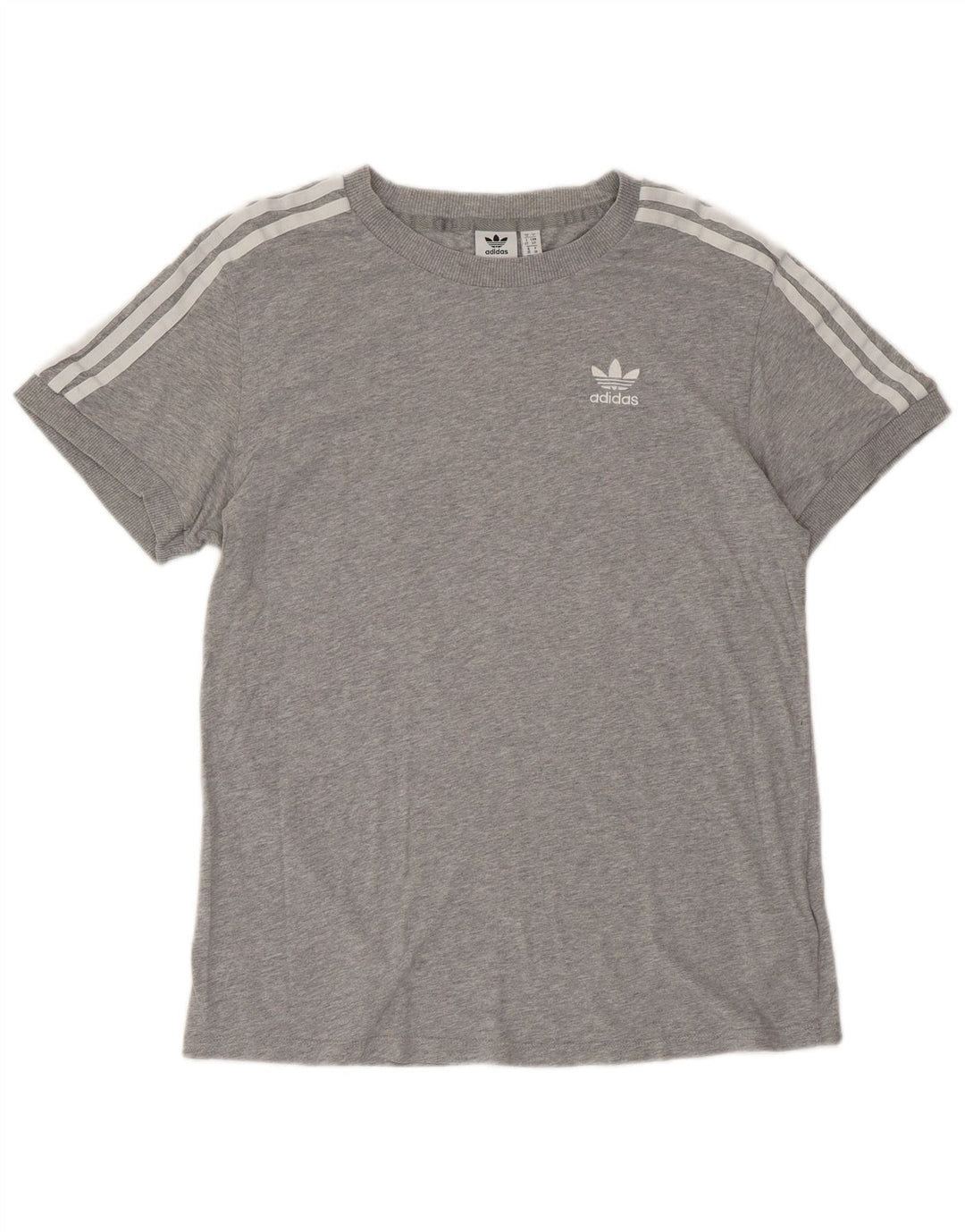 ADIDAS Camiseta Feminina Oversized Top UK 10 Pequeno Algodão Cinza