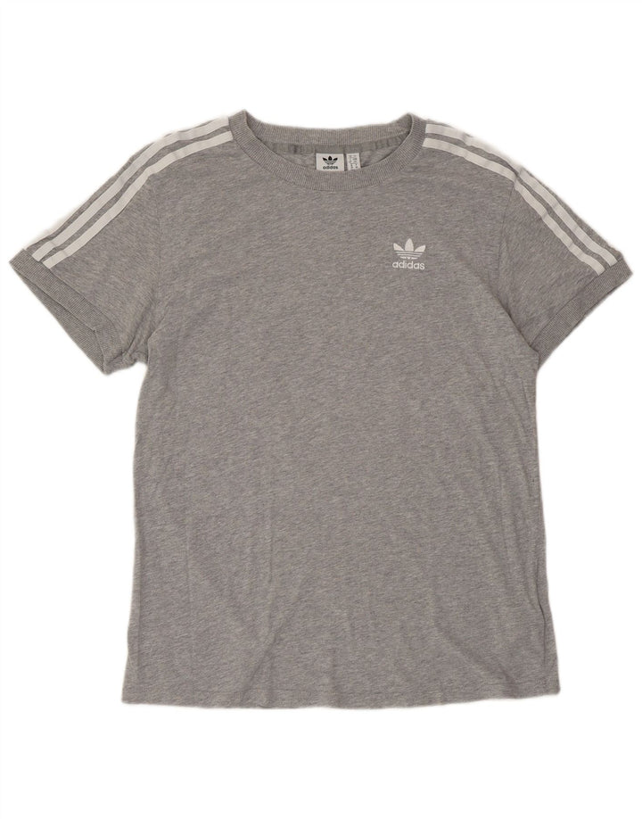 ADIDAS Camiseta Feminina Oversized Top UK 10 Pequeno Algodão Cinza