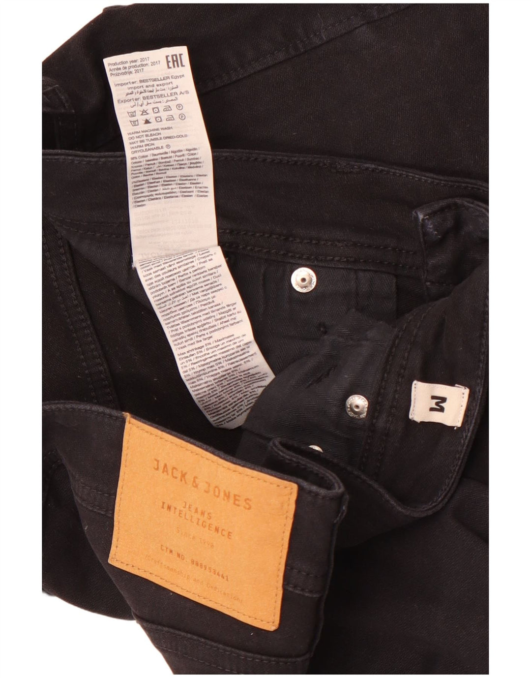 Shorts jeans masculino Jack & Jones Regular Fit médio W32 algodão preto