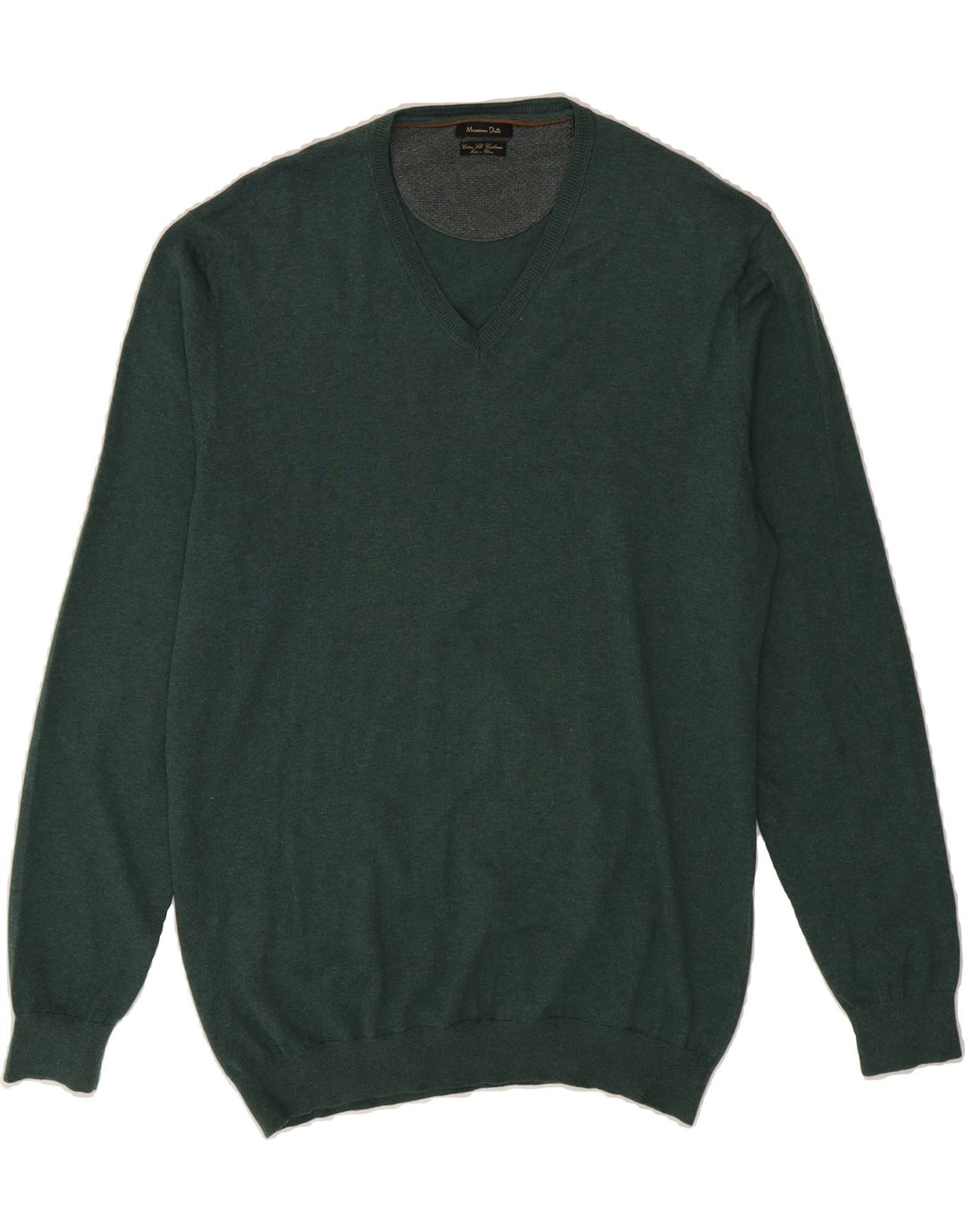 MASSIMO DUTTI Mens V-Neck Jumper Sweater XL Green Cotton Vintage Massimo Dutti and Second-Hand Massimo Dutti from Messina Hembry 