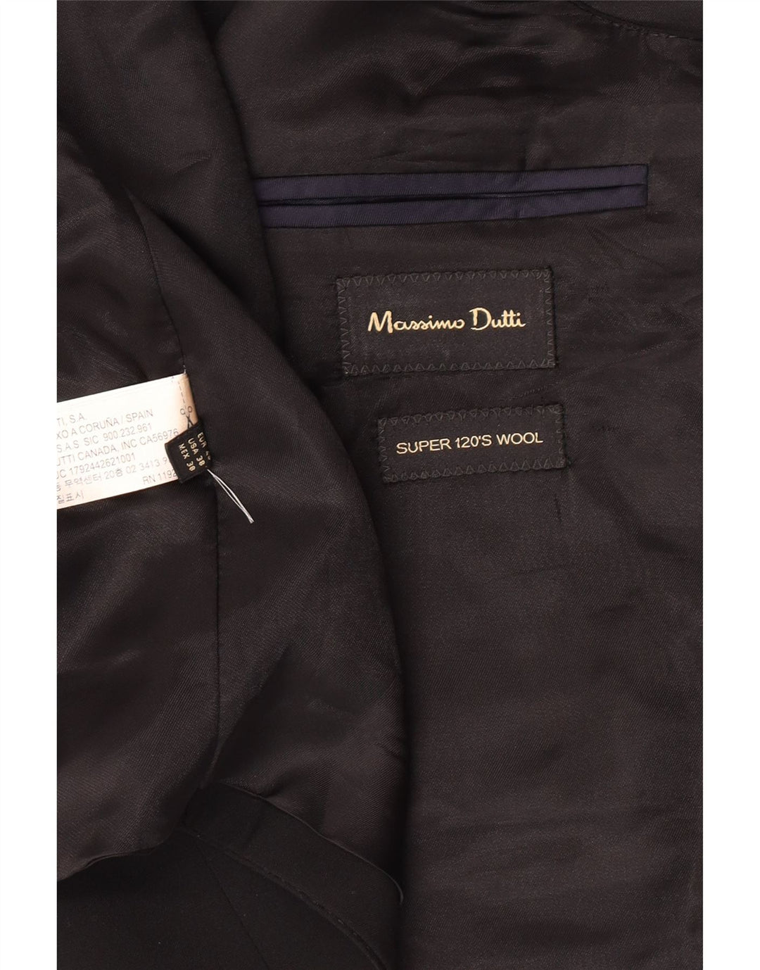 Colete masculino Massimo Dutti EU 48 lã preta média