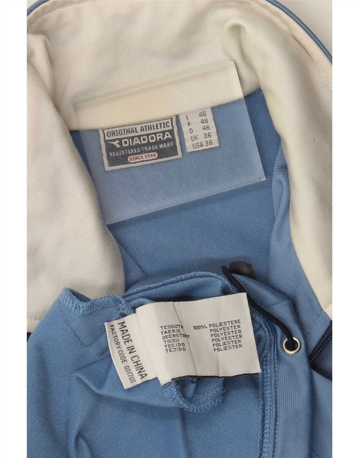 Diadora Mens Tracksuit Top Jacket UK 36 Small Blue Colourblock Poliéster