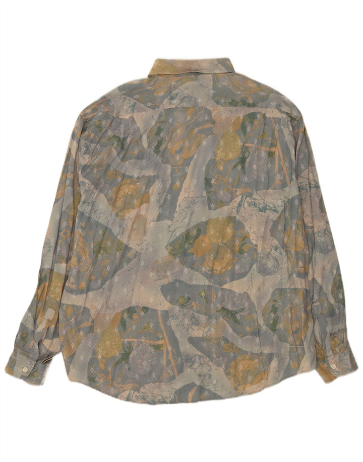 Camisa masculina vintage de ajuste regular XL viscose geométrica multicolorida