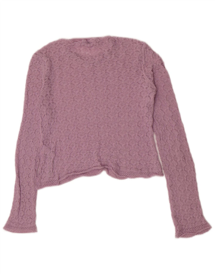 Zara Crop Top Feminino Manga Longa Reino Unido 10 Pequeno Roxo Poliamida