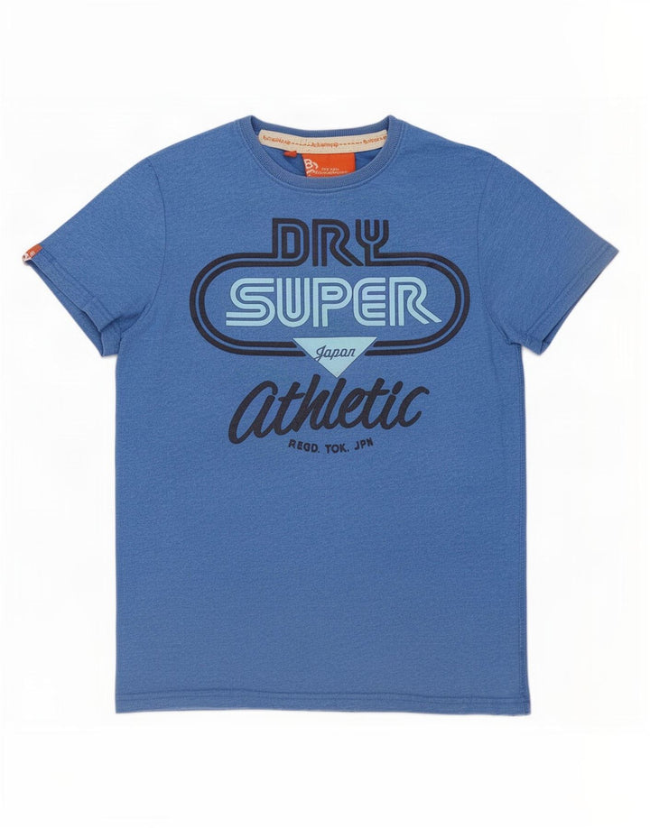 Camiseta masculina Superdry com estampa gráfica azul médio poliéster