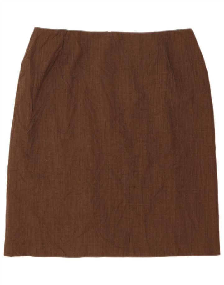 Saia lápis feminina MARKS & SPENCER UK 18 XL W32 lã marrom