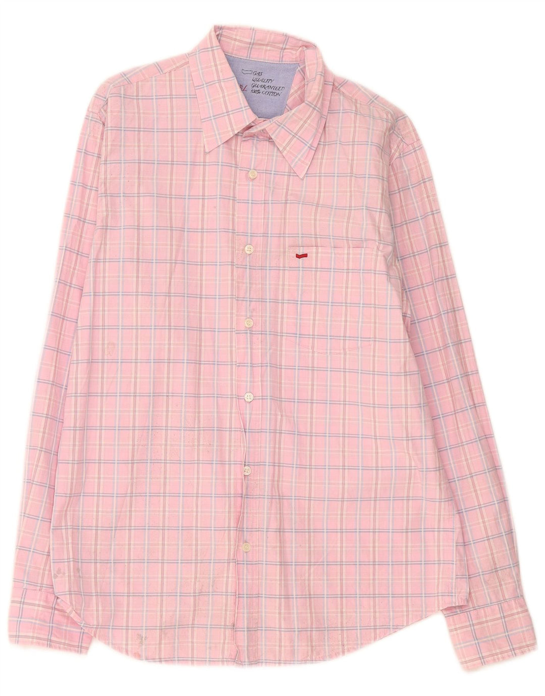 Camisa masculina Gas grande algodão xadrez rosa