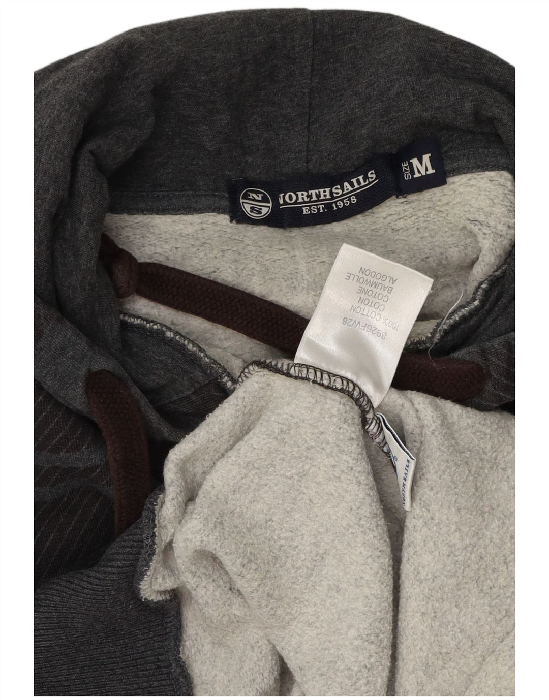 Suéter masculino com capuz North Sails, algodão xadrez cinza médio