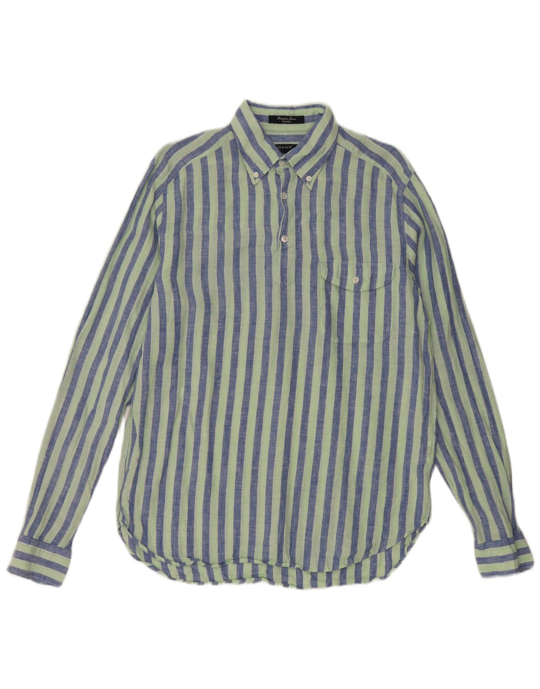 Pulôver masculino Gant de linho listrado verde médio