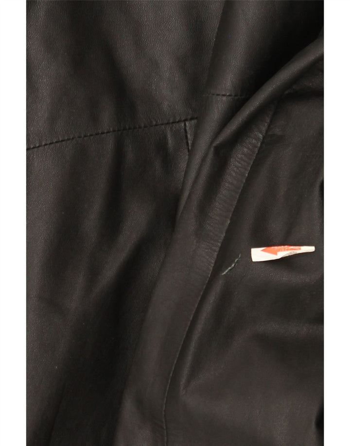 Casaco feminino vintage de couro com peito duplo IT 44 couro preto médio