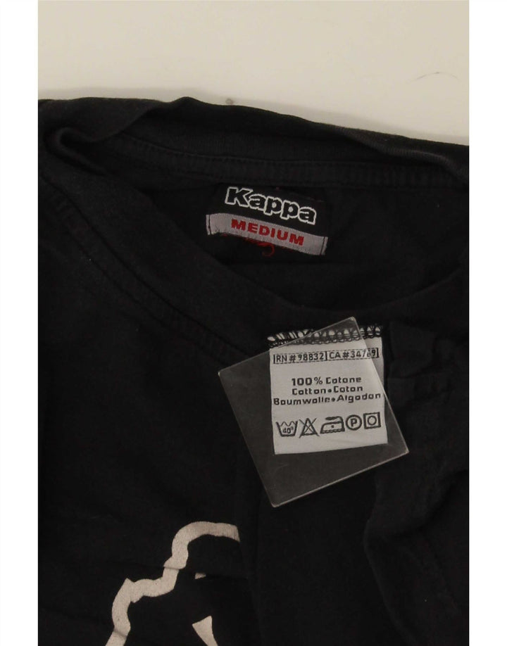 Camiseta gráfica masculina Kappa Top médio algodão preto