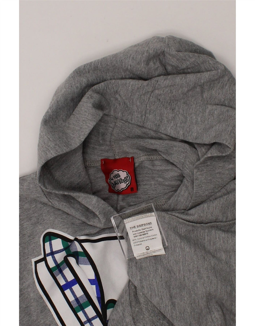 THE SIMPSONS Girls Graphic Hoodie Jumper 7-8 Years Grey Cotton Vintage The Simpsons and Second-Hand The Simpsons from Messina Hembry 