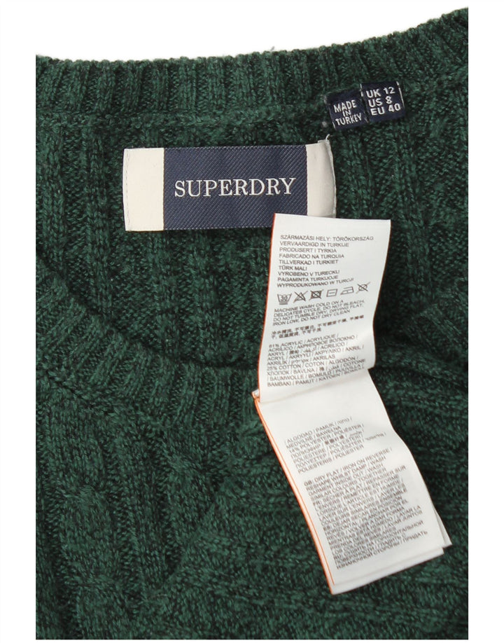 Suéter feminino Superdry com gola redonda UK 12 acrílico verde médio