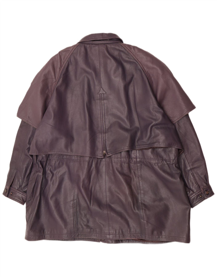Casaco de couro feminino vintage UK 20 2XL roxo