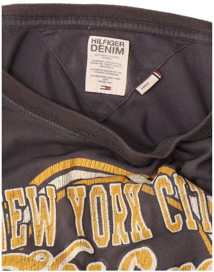 Top gráfico masculino TOMMY HILFIGER manga comprida grande cinza