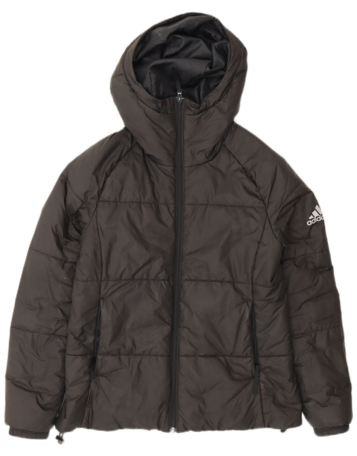 Jaqueta Adidas Feminina Com Capuz Acolchoada UK 12/14 Médio Preto