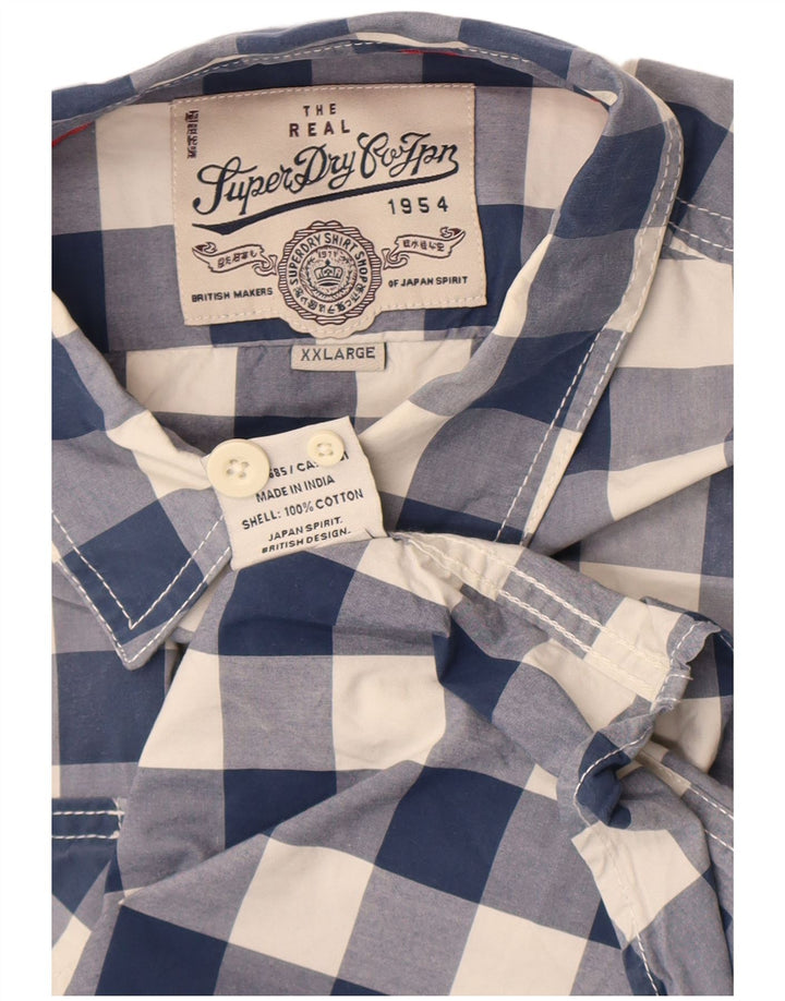 Camisa masculina Superdry 2XL algodão guingão azul