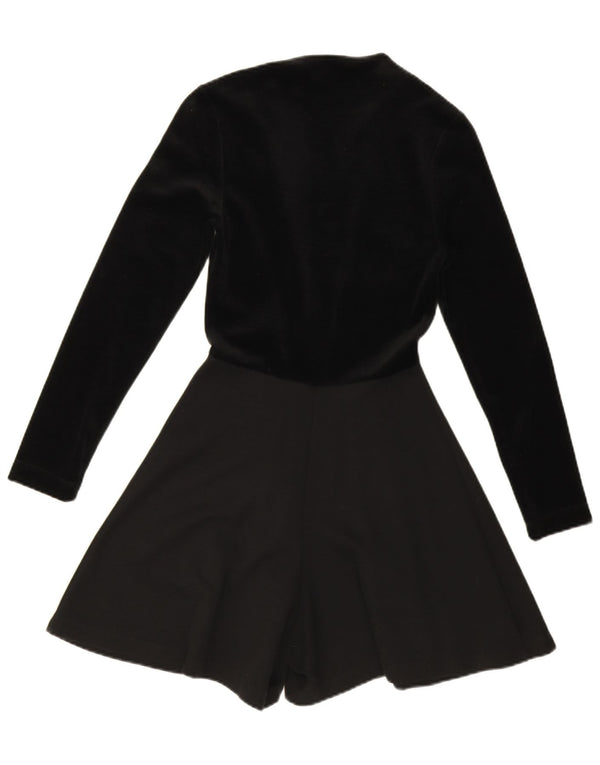 Spazio feminino manga comprida veludo playsuit UK 6 XS lã preta