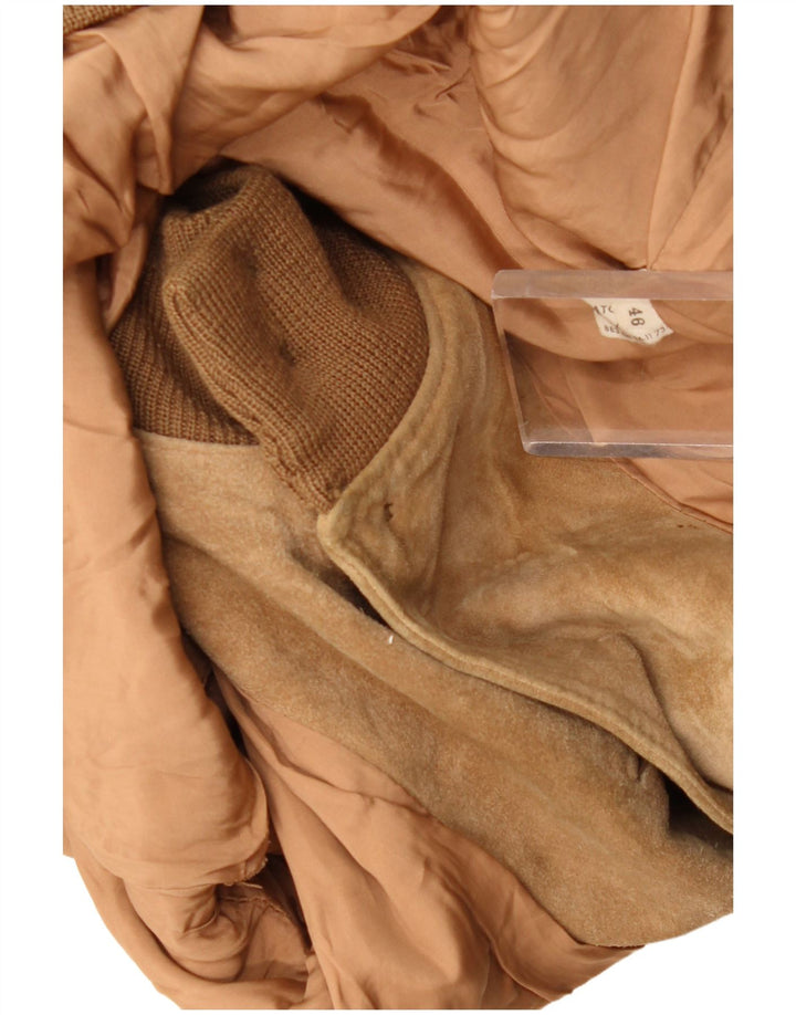 Jaqueta bomber masculina vintage de camurça IT 46 pequena bege