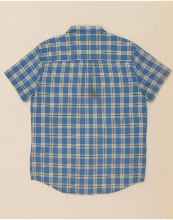 Camisa Wrangler masculina de manga curta 2XL algodão xadrez azul