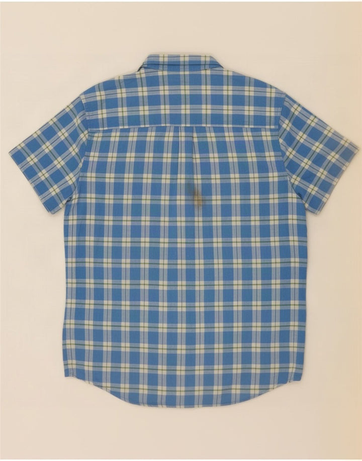 Camisa Wrangler masculina de manga curta 2XL algodão xadrez azul