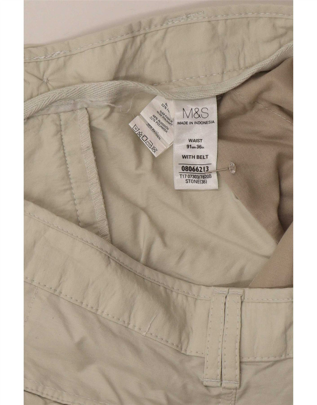 Bermuda cargo masculina Marks & Spencer W36 grande algodão bege