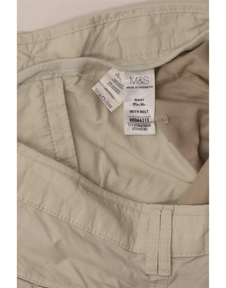 Bermuda cargo masculina Marks & Spencer W36 grande algodão bege