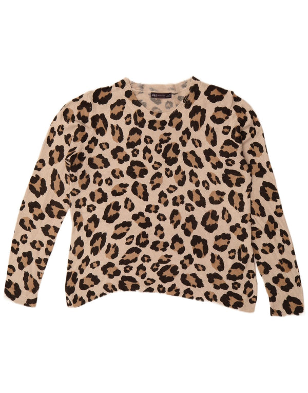 Suéter feminino Marks & Spencer com gola redonda Reino Unido 16 grande bege