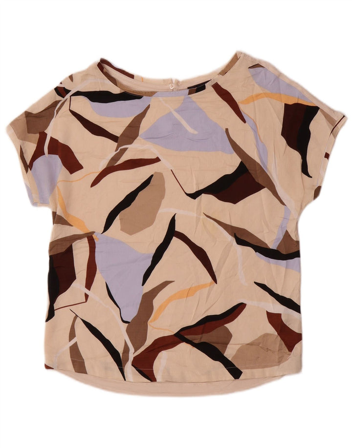 Camiseta feminina oversized MARKS & SPENCER UK 8 pequena bege geométrica