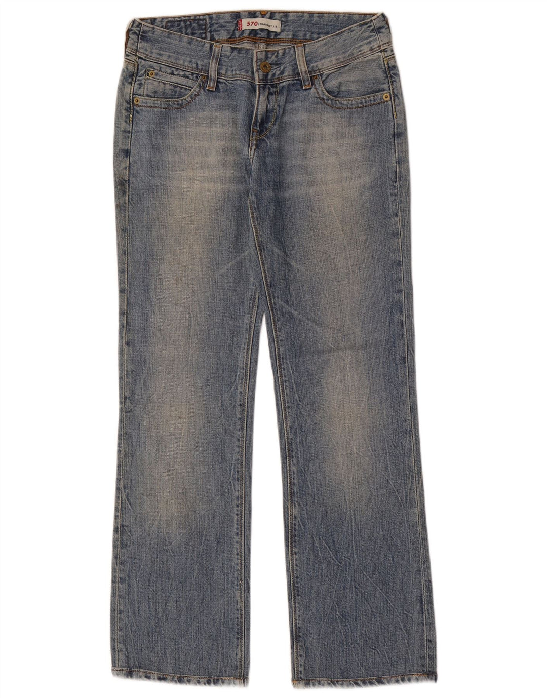 Calça jeans feminina Levi's 570 Straight W28 L30 azul algodão