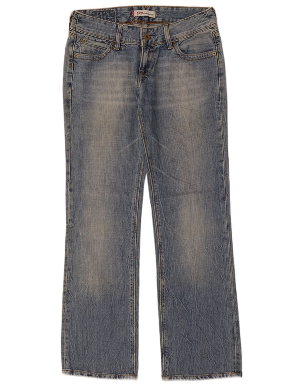 Calça jeans feminina Levi's 570 Straight W28 L30 azul algodão