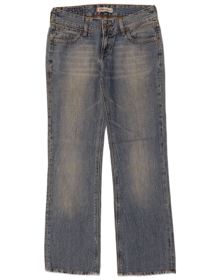 Calça jeans feminina Levi's 570 Straight W28 L30 azul algodão