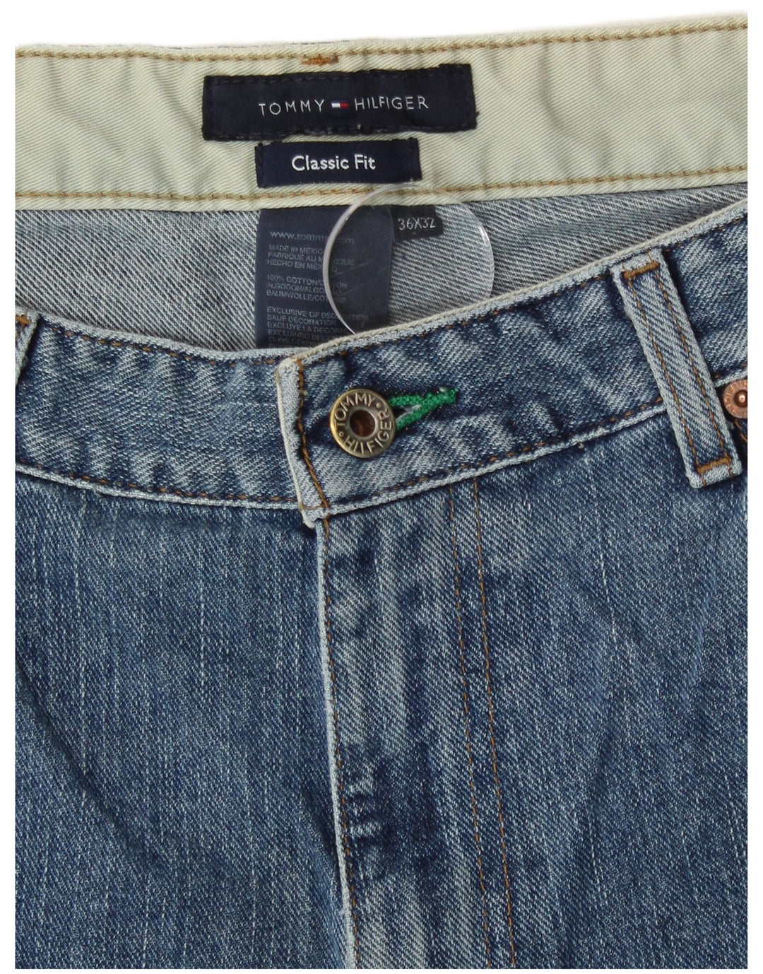 Tommy Hilfiger Masculino Classic Fit Straight Jeans W36 L32 Azul Algodão