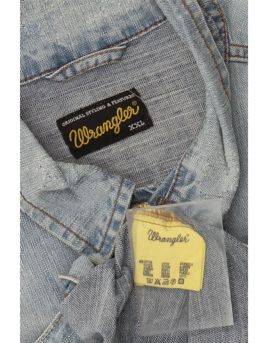 Jaqueta jeans masculina Wrangler UK 44 2XL algodão azul